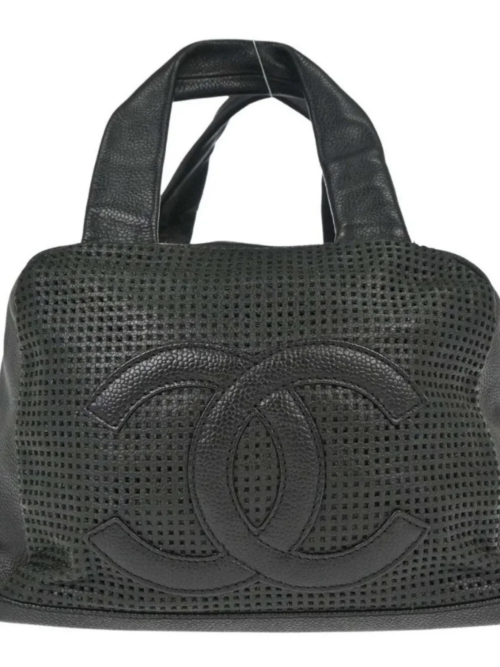 Chanel Black Perforated Calfskin Handbag 179182